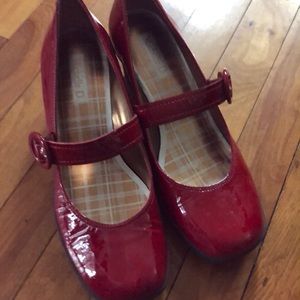 Red Patton leather shoes. Slight wedge heel.